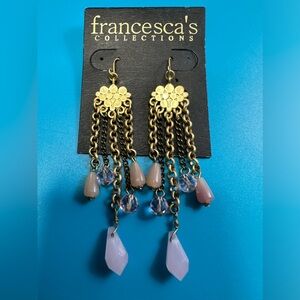 New Francesca’s Collection dangle earrings gold muted tone acrylic beads